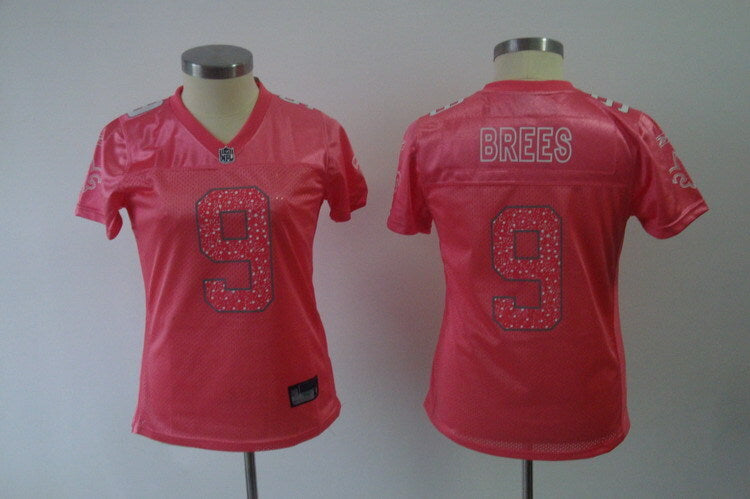 Saints 2021/22 Brees #9 Pink/White/Blue Women NFL Jersey