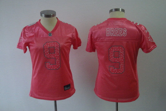 Saints 2021/22 Brees #9 Pink/White/Blue Women NFL Jersey
