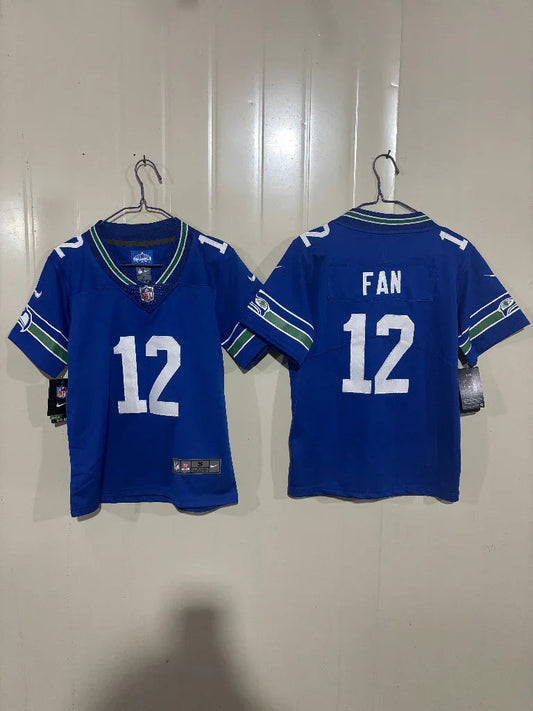 Seattle Seahawks 25/26 Fan #12 Royal Kids Jersey