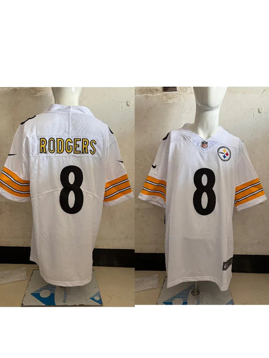Steel Man 25/26 Rodgers #8 White NFL Game Jersey