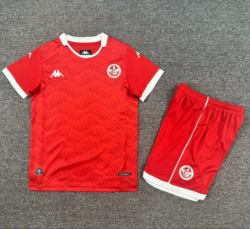 Tunisia 25/26 Red/White Home Kids Jersey Set
