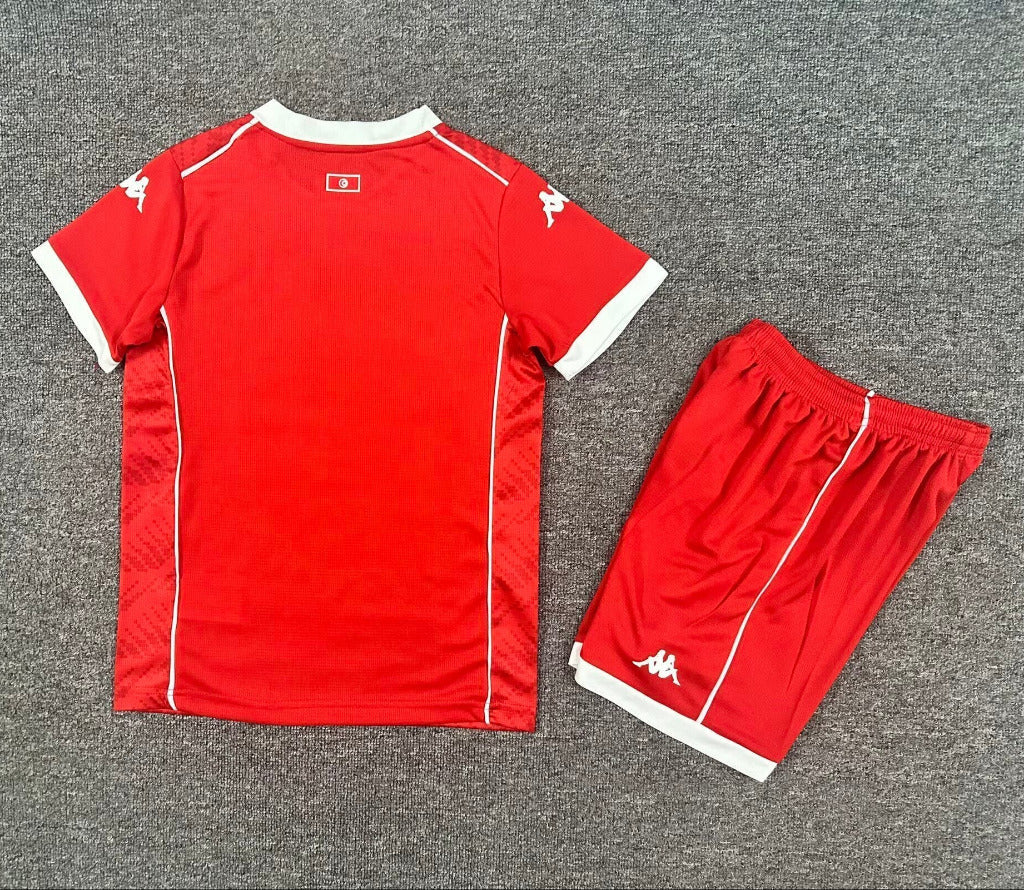 Tunisia 25/26 Red/White Home Kids Jersey Set