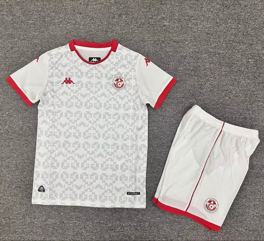 Tunisia 25/26 White/Red Away Game Kids Jersey Set