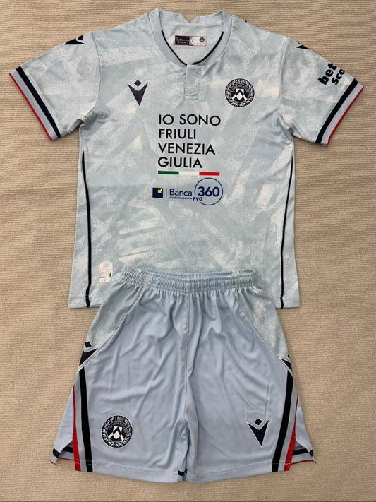 Udinese 25/26 Ice White Away Kids Jersey Set